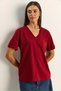 Women's Burgundy 100% Organic Cotton Deep V-Neck Comfort Fit T-Shirt 60602066 - 3