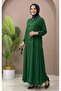 Half-Buttoned Hijab Dress – Comfortable Fit with Ruched Detail, Casual Long Dress - 6