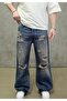 Blue Ripped Detail Jeans Denim Pants - 2