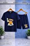Children's Ayicik Take It Black Printed Crew Neck T-Shirt - Shorts Set