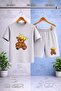 Children's Bear Patched Crown Printed Crew Neck T-Shirt - Shorts Set