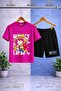 Children's Anime One Piece Left Text Printed Crew Neck T-Shirt - Shorts Set