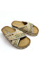 26Y222 Cross-Stoned Cork Slippers - 2