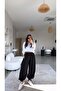 Black Tencel Shalwar with Tie-Up Detail on the Hem - 3