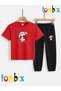 T-Shirt with Heart Rabbit Print on Hands, Sweatpants (with Pocket on the Bottom of the Sweatpants), Top-Bottom Children's Set