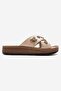 Women's Cross-Strapped Accessory Slippers Beige - 2