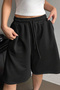Elas Black Loose Fit Comfortable Cut Lace-Up Baggy Bermuda Shorts with Elastic Waist - 3
