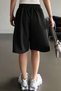 Elas Black Loose Fit Comfortable Cut Lace-Up Baggy Bermuda Shorts with Elastic Waist - 7