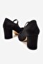 Women's Flat-Toe Ribbed Heeled Shoes; Black Zra - 4