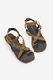 Women's Cross-Strapped Ankle-Tie Buckle Casual Sandals Solveta Tan Suede
