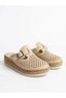Genuine Leather Beige Orthopedic Sole Perforated Women's Slippers - 5