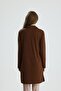 Polo Collar A-Line Long Sleeve Mini Dress Brown - 6