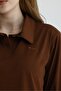 Polo Collar A-Line Long Sleeve Mini Dress Brown - 3