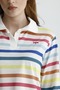 Polo Neck A-Line Long Sleeve Mini Dress with Thin Stripes - 3