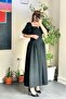 Balloon Sleeve Detailed Square Neck Black Long Dress | Stylish Maxi Dress
