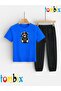 Black Bear Printed T-Shirt and Sweatpants (Sweatpants with Pockets) Children's Top and Bottom Set