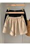Women's 2-Pack Woven Muslin Fabric Comfortable Fit Shorts (Beige-Black) - 3
