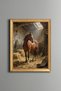 Noble Horse in the Light – Vintage Patterned Frame – Slim Model