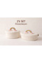 2-Piece Covered Basket Set with Rainbow Detail Round + Ellipse Organizer Children's Room Organizer