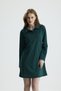 Polo Collar A-Line Long Sleeve Mini Dress Green