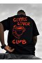 Unisex Coffee Lover Club Printed Oversize Crew Neck T-Shirt