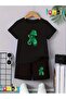 Green Hat Bear Printed T-Shirt Shorts Summer Children's Set