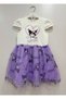 White Girls' Kuromi Printed Tulle Tutu Short Sleeve Dress – Birthday / Special Occasion / Party 3-8 Years - 4