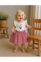 Baby Girl Strawberry Embroidered Gingham Cotton Summer Stylish & Casual Dress - 2