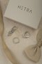 Silver Colored Zircon Stone Intertwined Ring Design 3-Piece Hoop Earring Set - 3