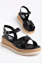 Wicker Cross Strap Detailed Casual Women's Sandals