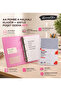 A4 Pink 4-Ring Folder + 100-Pocket File Set with Faux Leather Metal Mechanism - 4