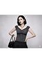 Black Anthracite Striped Bow Lace Detailed Y2K Short Sleeve Crop