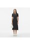 Women's Flare Fit Short Sleeve Polo Neck Black Dress
