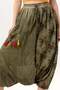 Authentic Summer Women's Tasseled Poplin Shalwar with Elastic Waistband Khaki Hk - 3