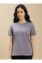 Grey Solid Short Sleeves High Low Top - 2