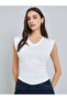 White Sleeveless V-Neck Top - 3