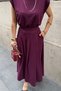 Women's Plum Modal Touch Padded Blouse Pleated Skirt Top and Bottom Set - 5