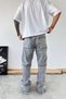 Gray Design Zipper Detail Baggy Trousers - 5