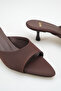 Women's Pointed Toe Heeled Sandals Brown Satin - 5