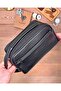 Genuine Leather Large Men's Handbag with Zipper, Shiny Black Color 2104 - 7