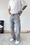 Gray Design Zipper Detail Baggy Trousers