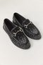 Women's Suede Black Loafer with Belt Detail in White Stone - 3