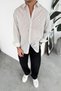White Embroidery Detailed Striped Relaxed Shirt