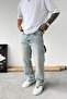 Antique Ice Blue Cuffed Zipper Detail Baggy Trousers - 2