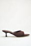 Women's Pointed Toe Heeled Sandals Brown Satin - 6