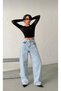 Adjustable Back Clasp Detail High Waist Loose Baggy Women's Denim Pants