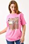 Women's bright printed bicycle collar t-shirt pink - 4