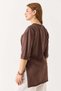 Women's side slit oversize basic t-shirt brown - 5