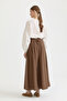 Coffee cotton skirt with gathered waist - 4