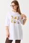 Women's side slit oversize basic t-shirt white